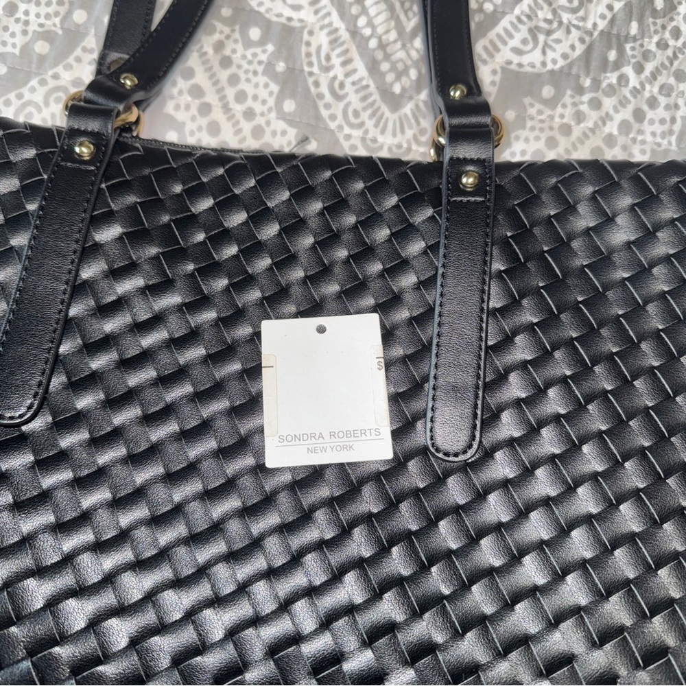 Sondra Roberts Black Textured Tote